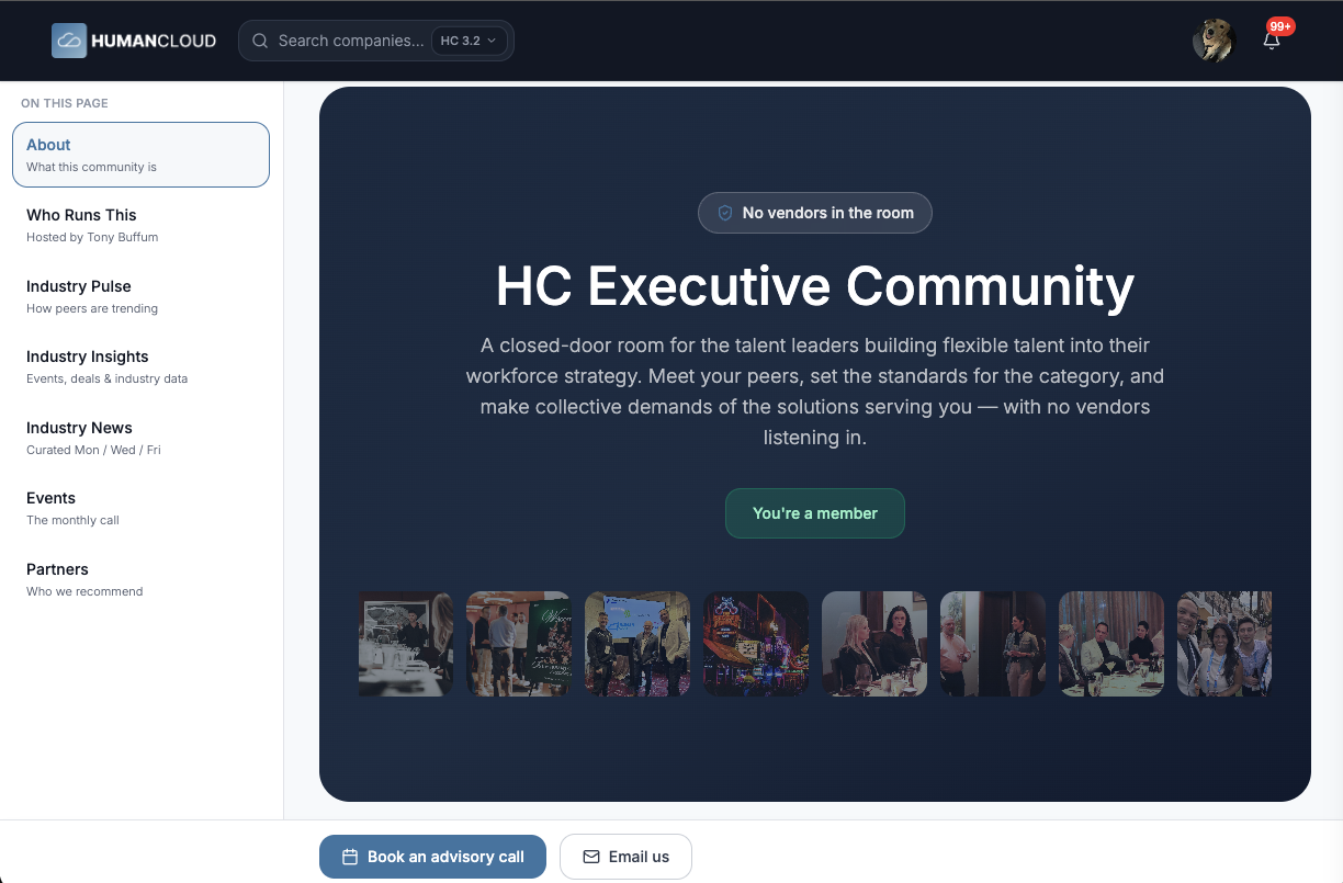 HC Executive Community - a closed-door room for the talent leaders building flexible talent into their workforce strategy