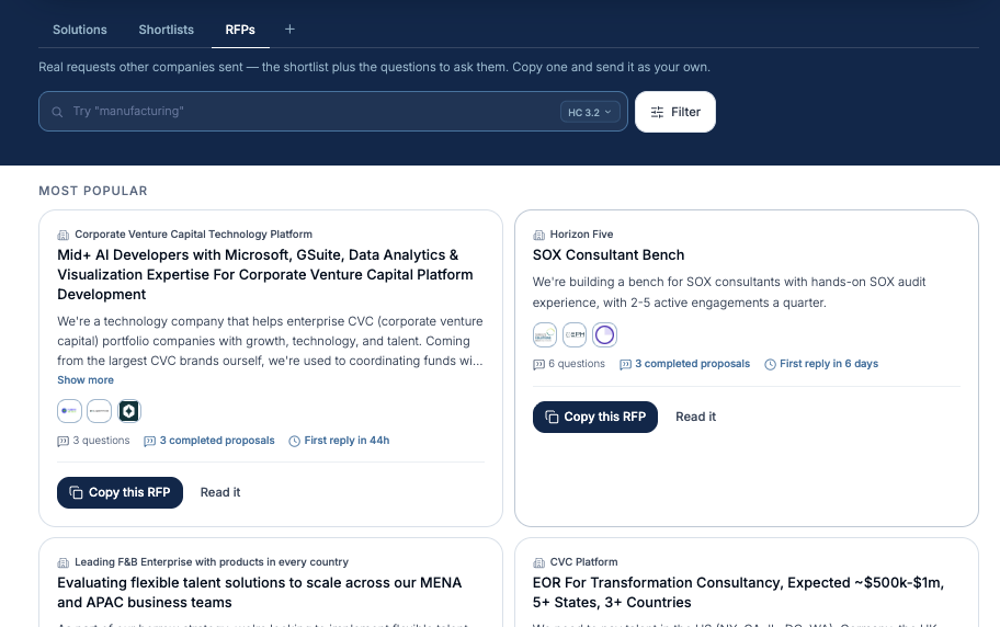 Open Cloud RFP board