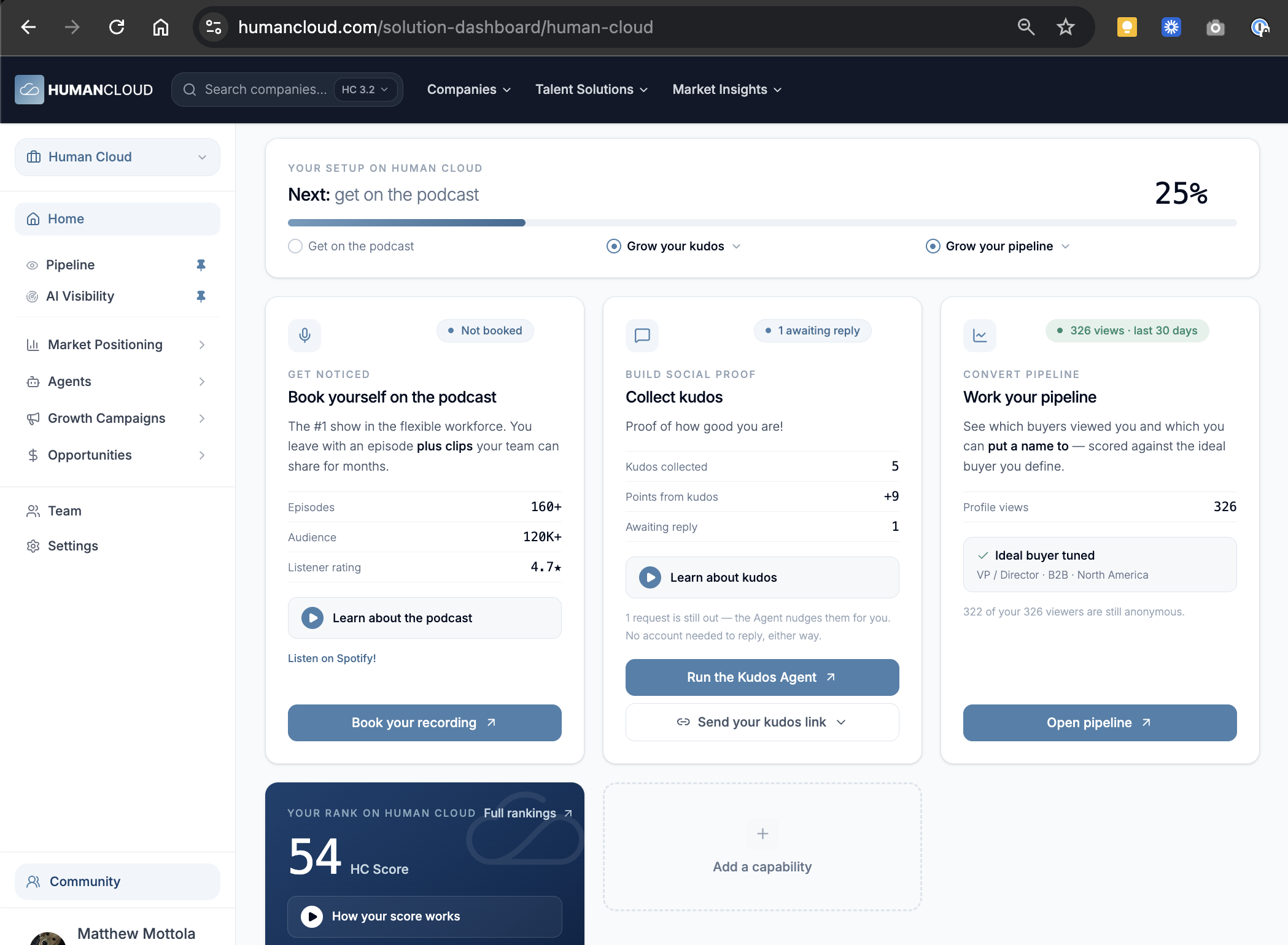 Your new Human Cloud solution dashboard