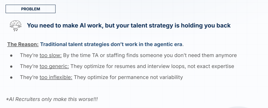 Traditional talent strategies don't work in the agentic era: too slow, too generic, too inflexible